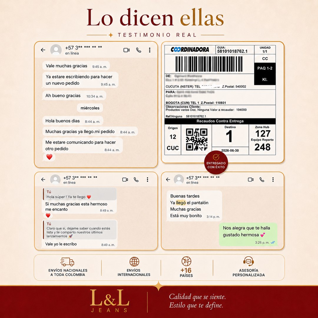 Clientas de L&L Jeans confirmando que recibieron su pedido